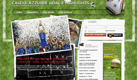 Anteprima sito Web sul Calcio Info Azzurra